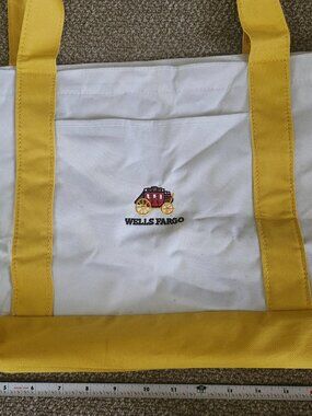 Wells Fargo Embroidered Stagecoach Logo Canvas Tote Beach Shopping Bag NEW